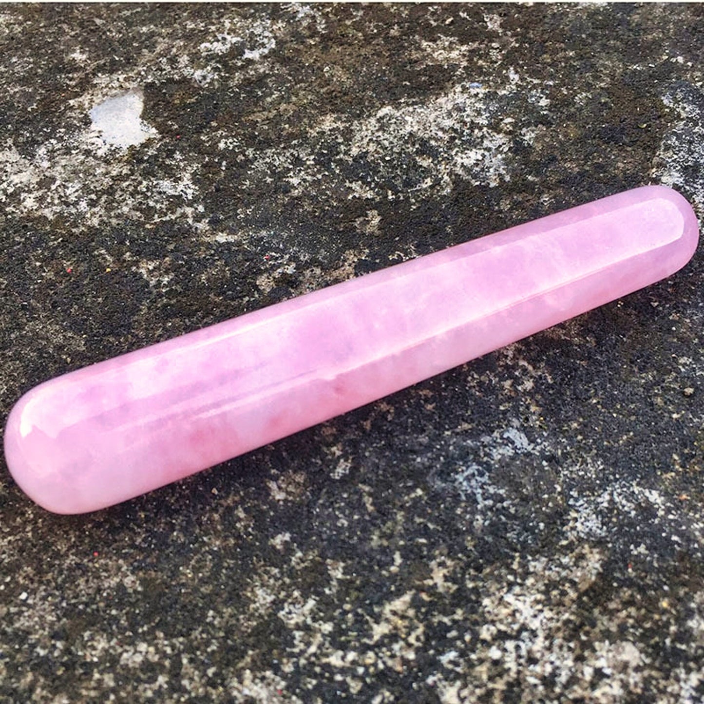 Natural Rose Quartz Crystal Massage Wand for Relaxation, Reiki Healing, and Chakra Face & Body Massage - Acupoint Point Stick