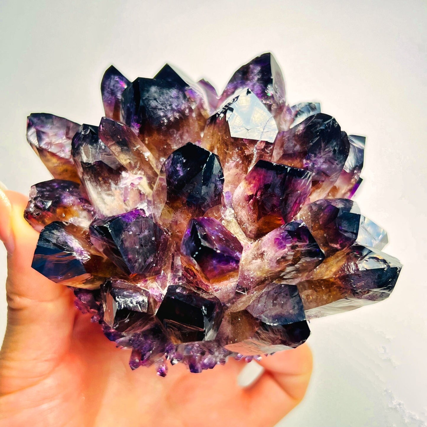 Natural Purple Ghost Phantom Quartz Crystal Cluster for Reiki Healing and Home Decor