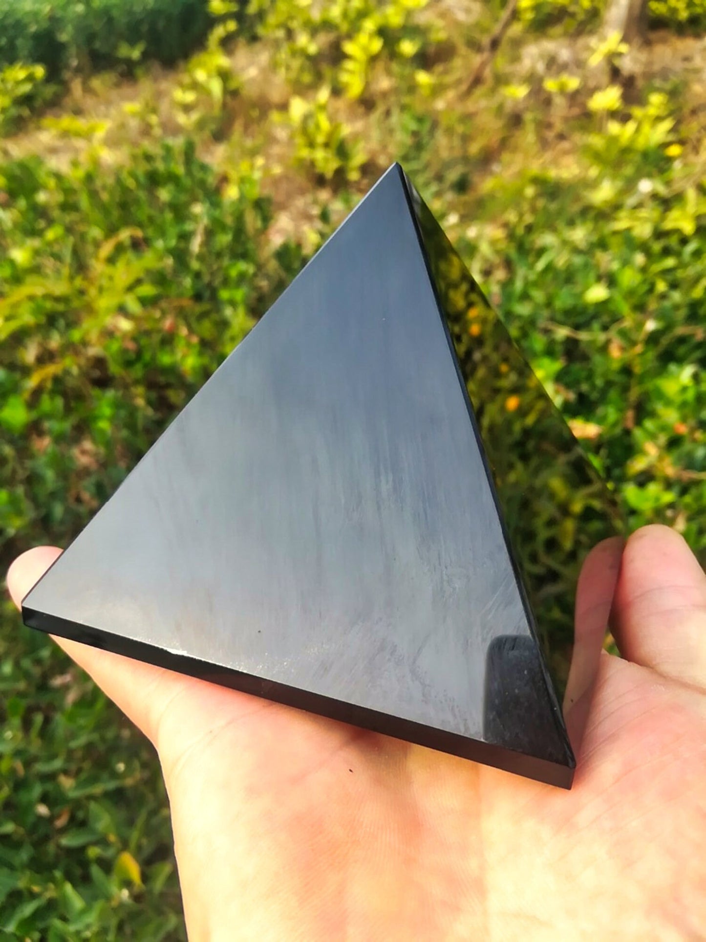 Wholesale Natural Black Obsidian Healing Pyramid Crystal Point (4-10cm) - Triangular Mineral for Positive Energy