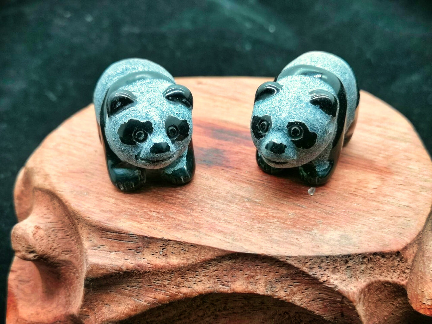 Crystal Figurine - Lovely Panda Ornament made of Obsidian Stone