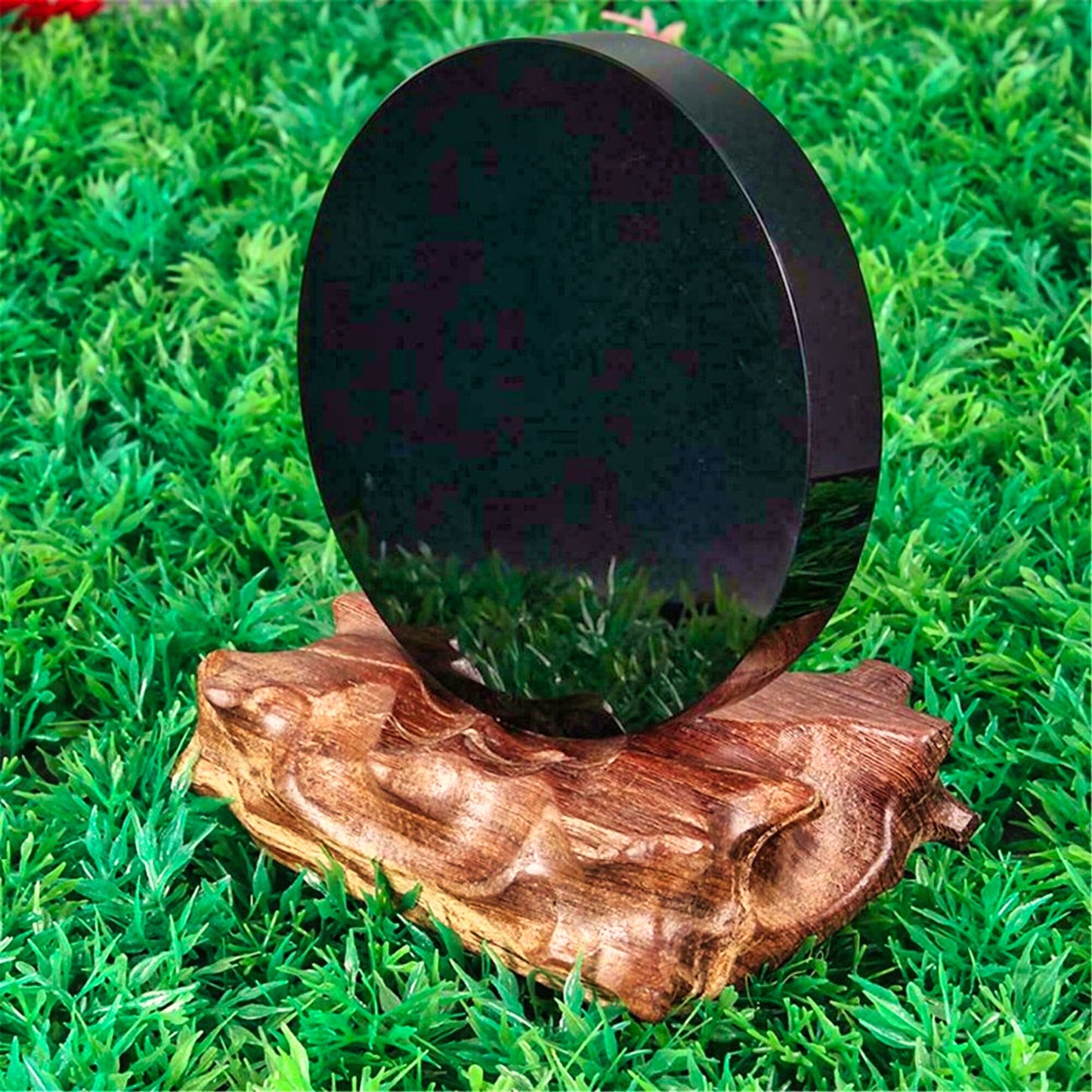 Black Obsidian Scrying Mirror Crystal Gemstone Mineral Healing Stone Decor 100mm