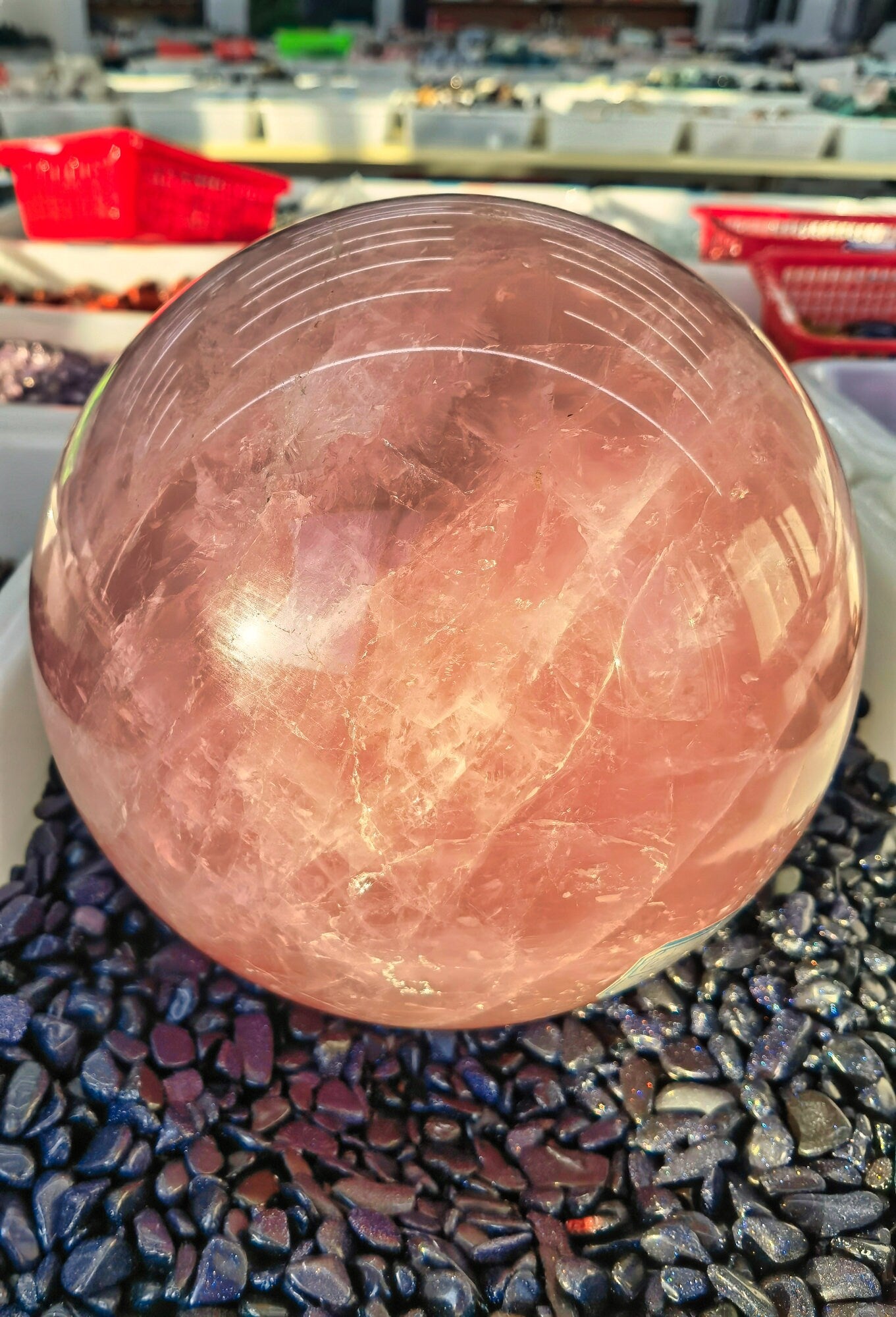 Large Natural Rose Crystal Ball Reiki Healing Diameter 19.5cm Weight 10.72kg