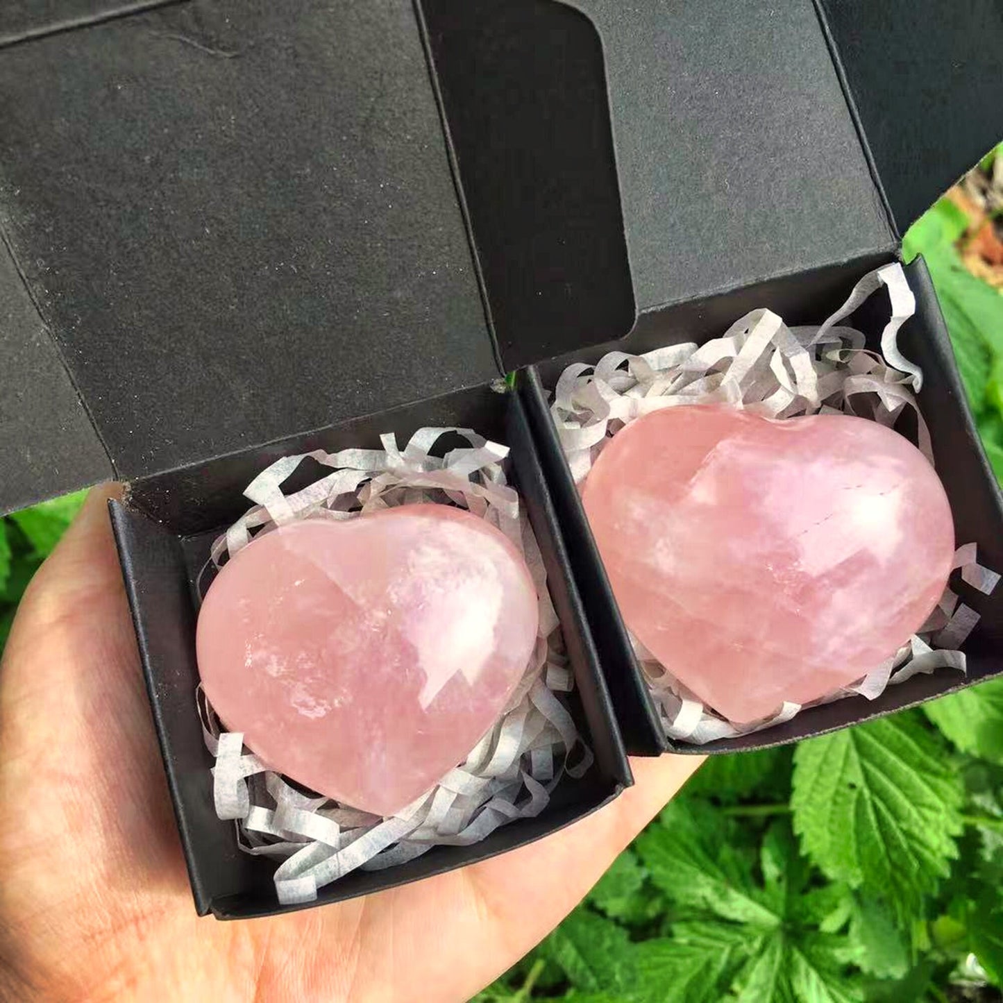 Natural Rose Crystal Heart Pink Quartz Gemstone Heart-shaped Crystals Healing Gift