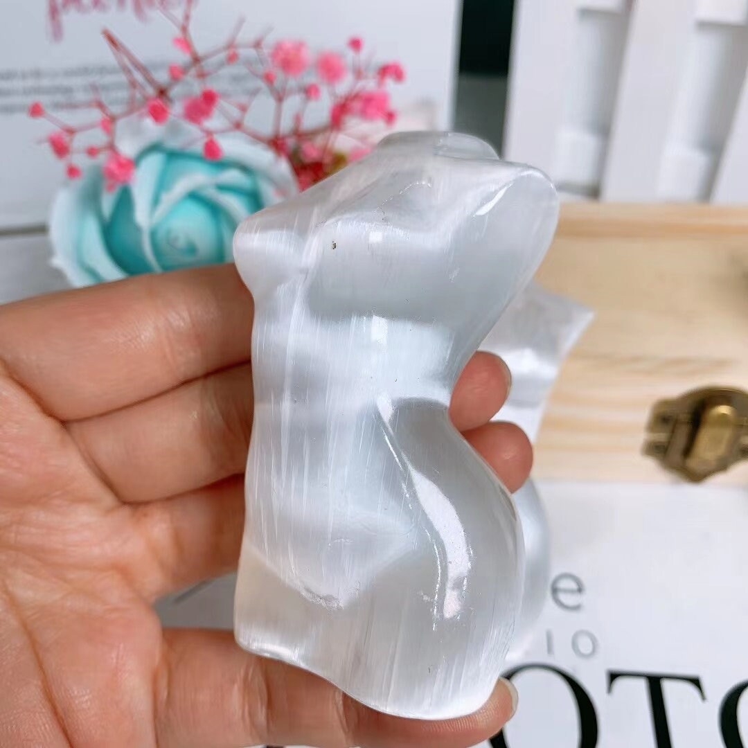 Natural Nitrite Gypsum Goddess Statue - Healing Crystal Woman Torso Carving | Energy Gem Body Sculpture for Decor and Gifts