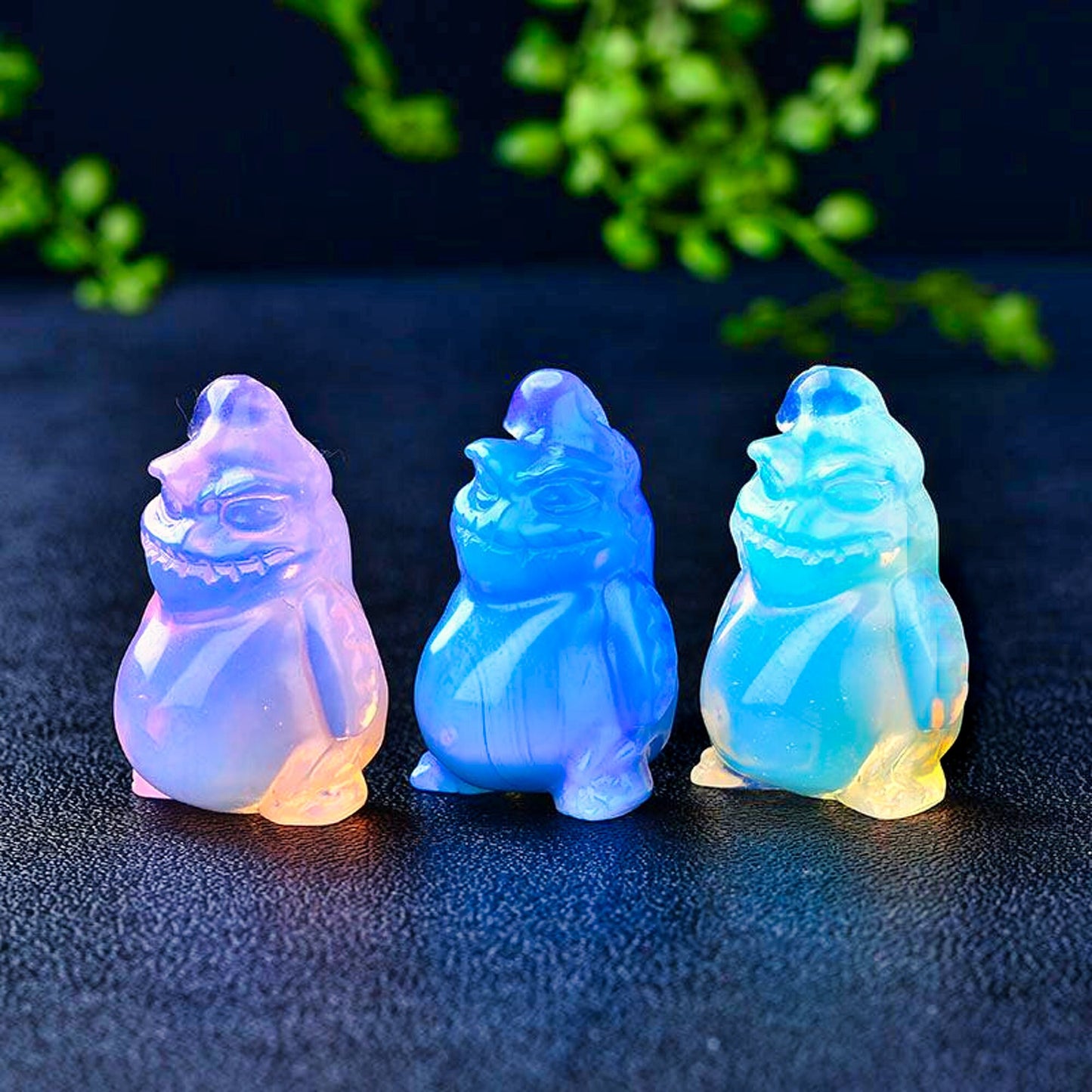 Natural Opal Stone Bag Clown Hand Carved Crystal Figurine - Set of 3 | Fashion Home Decor Gift