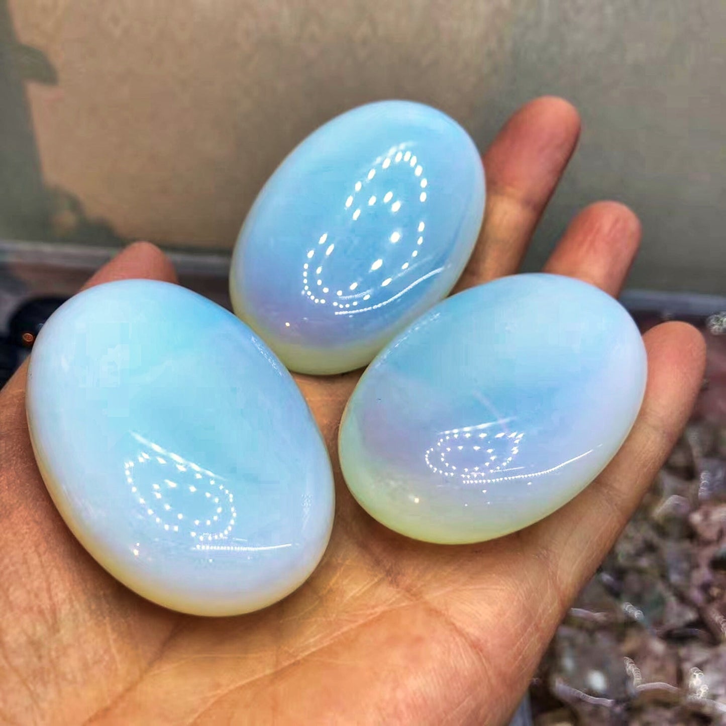 Natural Opal Palm Stones - Mineral Crystals for Massage, Reiki Healing, and Energy Balance