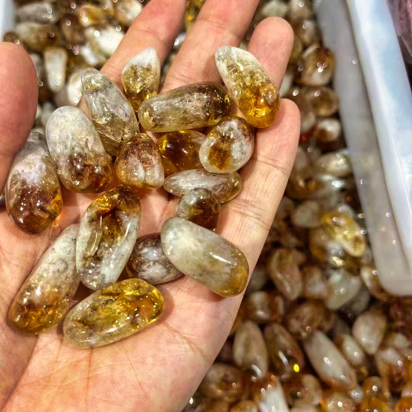 High Quality Natural Yellow Brazilian Citrine Tumbled Stones for Feng Shui and Healing