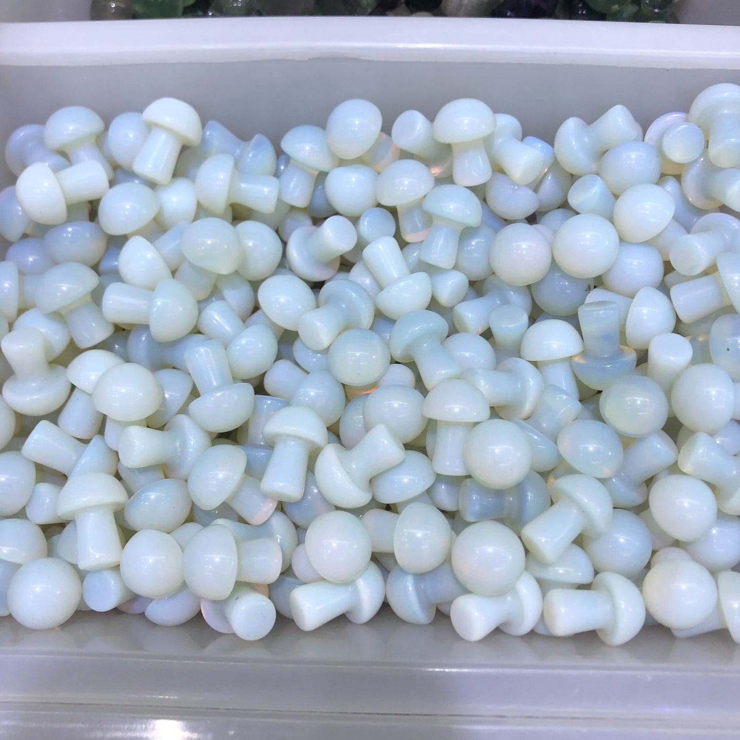 Opal Mushroom Shaped Polished Stones Decor Set - 10Pcs Healing Gifts with Decorative Quartz Crystals