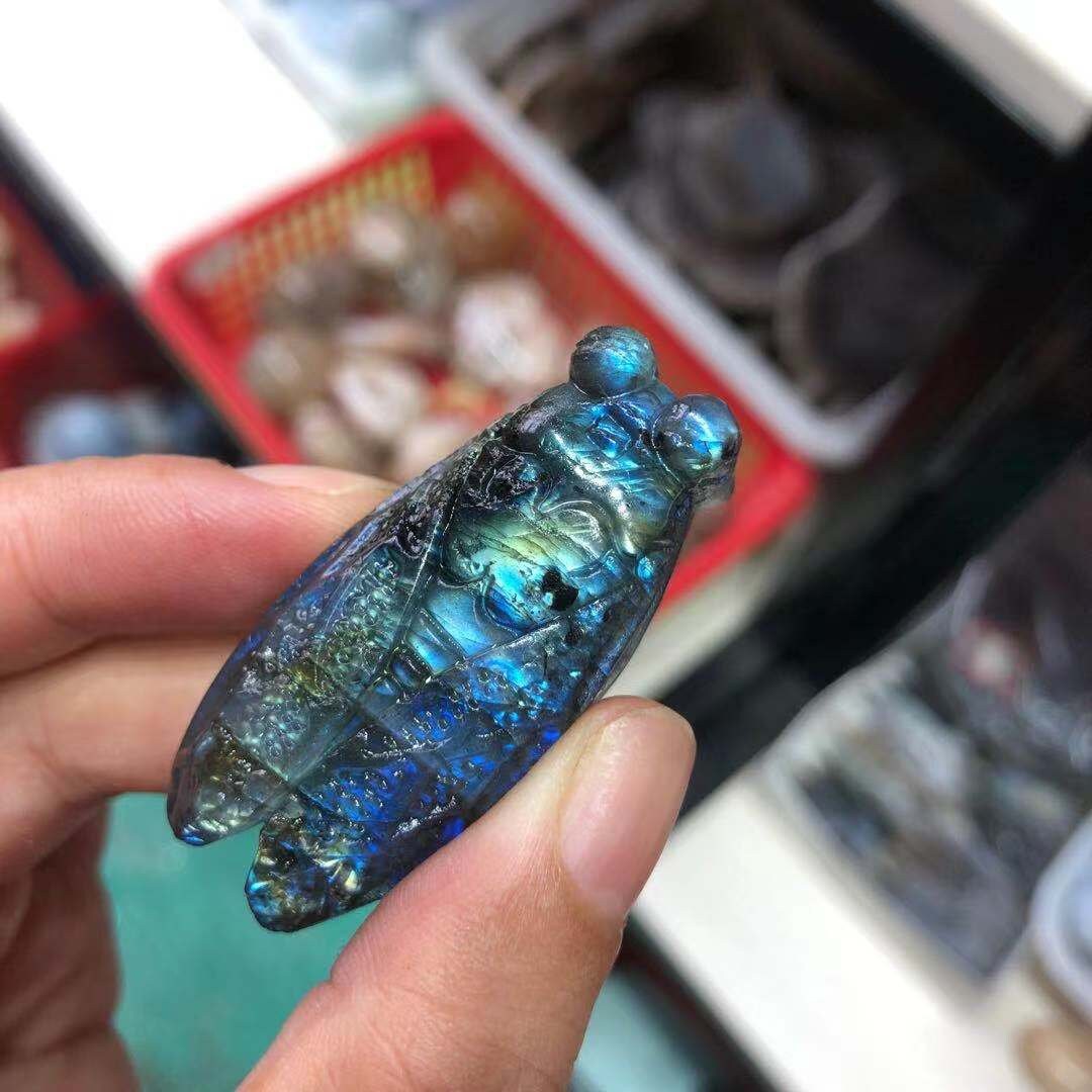 Labradorite Cicada Jewelry: Natural Quartz Spiritual Gemstone for Home Decoration
