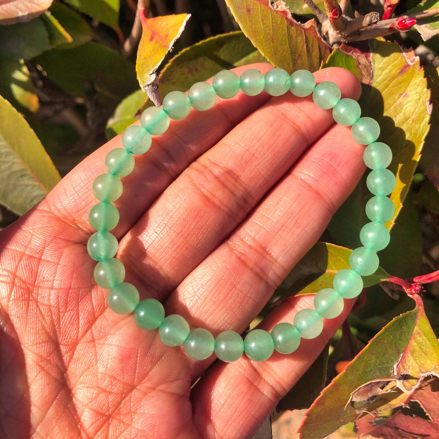 Fengbaowu Natural Green Aventurine Bracelet - Round Bead Crystal Quartz Healing Stone Jewelry for Women and Men