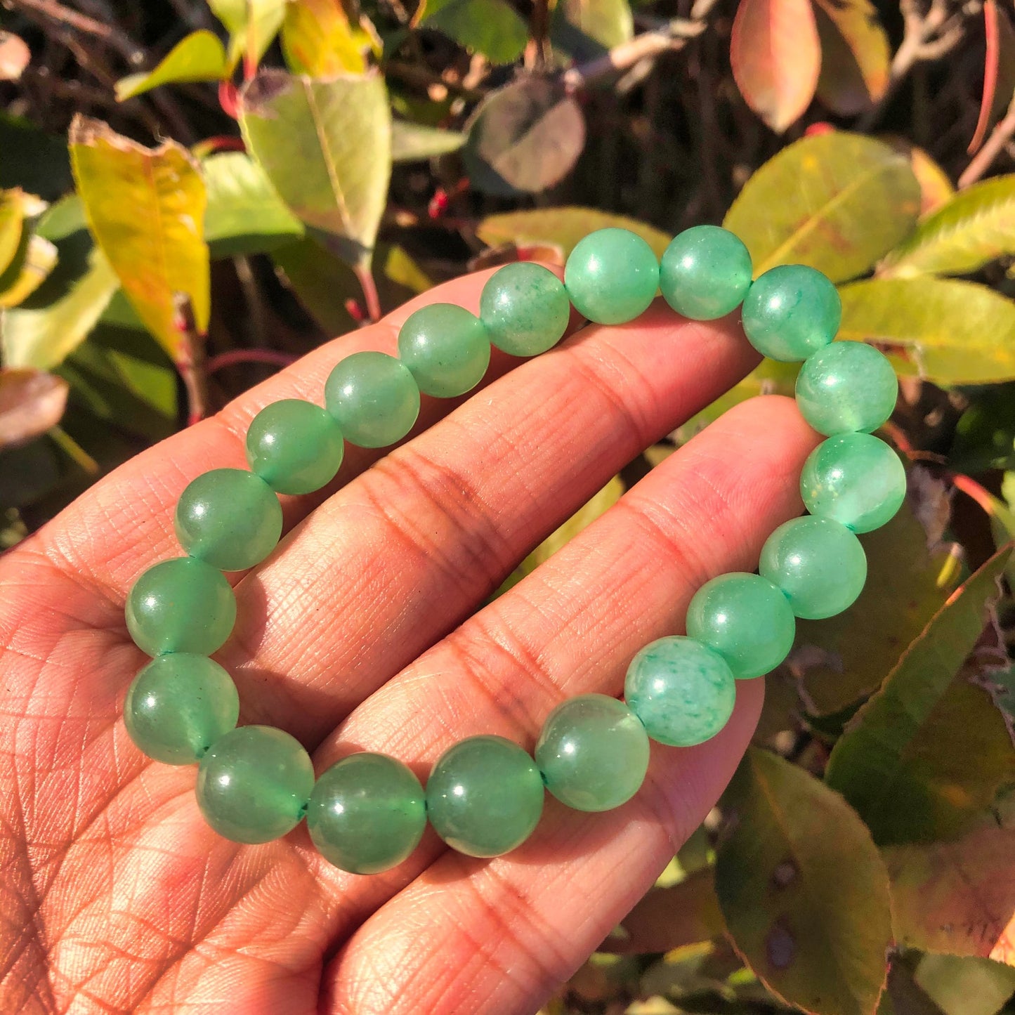 Fengbaowu Natural Green Aventurine Bracelet - Round Bead Crystal Quartz Healing Stone Jewelry for Women and Men
