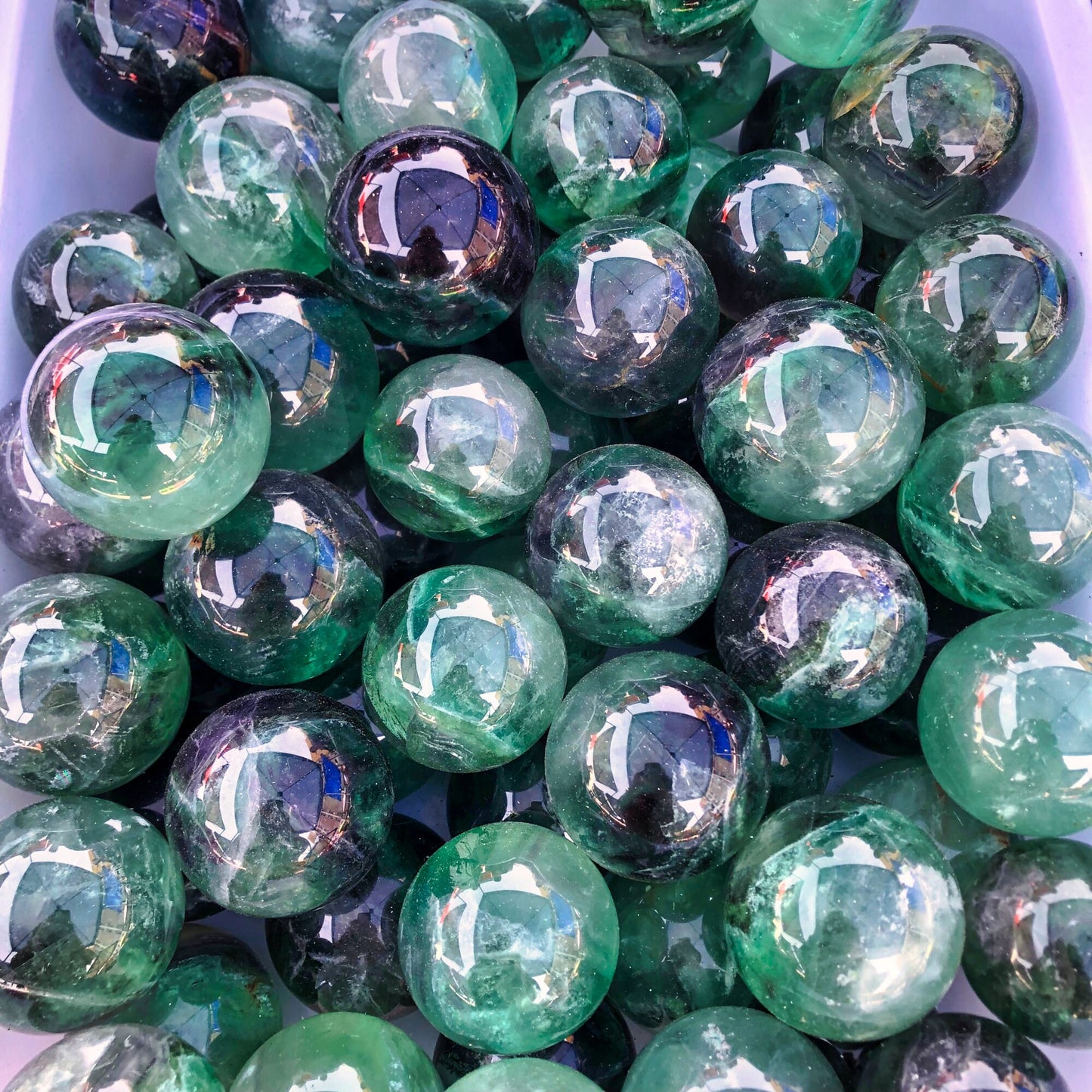 Hand-Polished Quartz Balls with Natural Fluorite for Home Decor - 5-6cm