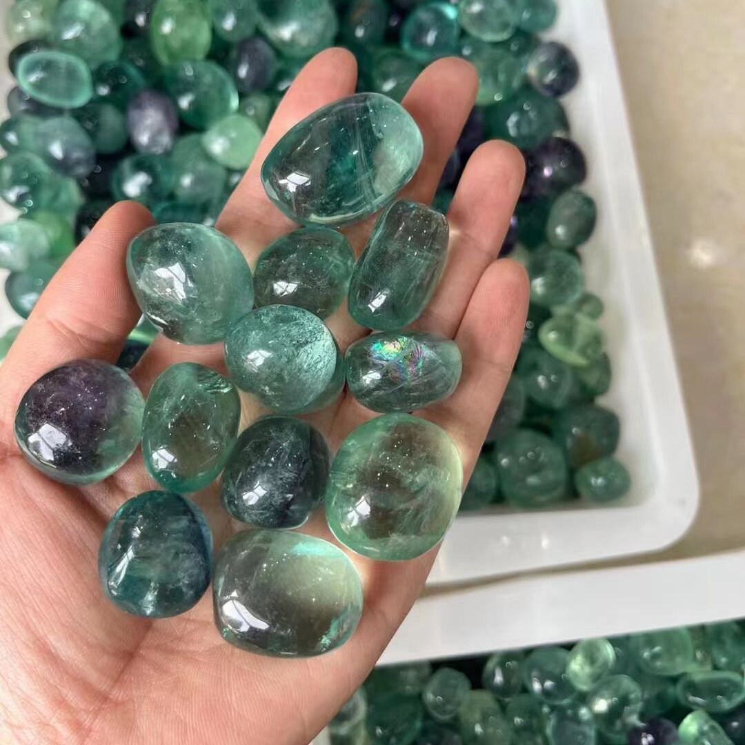 Natural Fluorite Quartz Gemstone Tumbles - 500g Irregular Rolling Stones for Healing, Reiki, Home Decoration & Aquariums