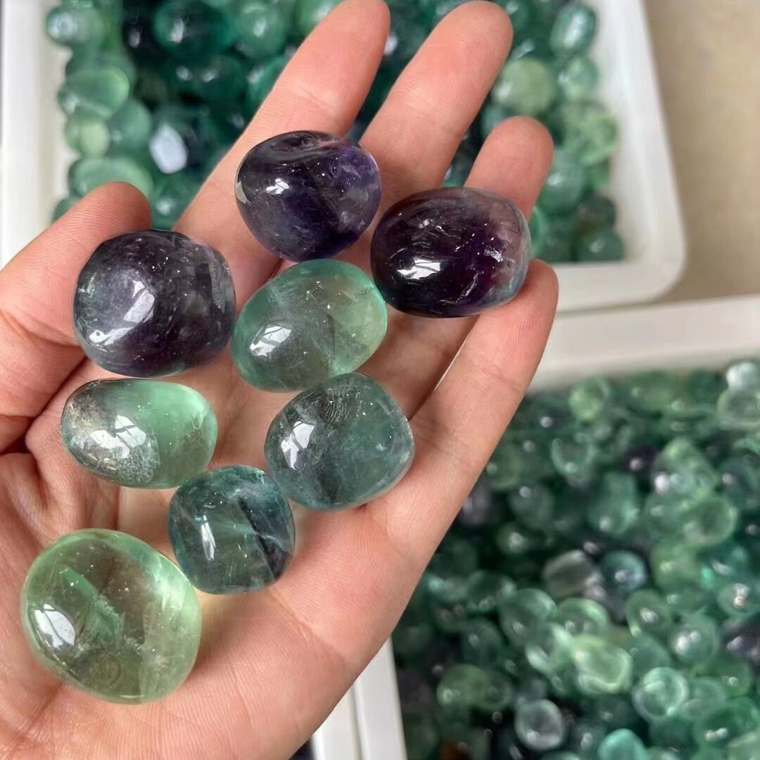 Natural Fluorite Quartz Gemstone Tumbles - 500g Irregular Rolling Stones for Healing, Reiki, Home Decoration & Aquariums