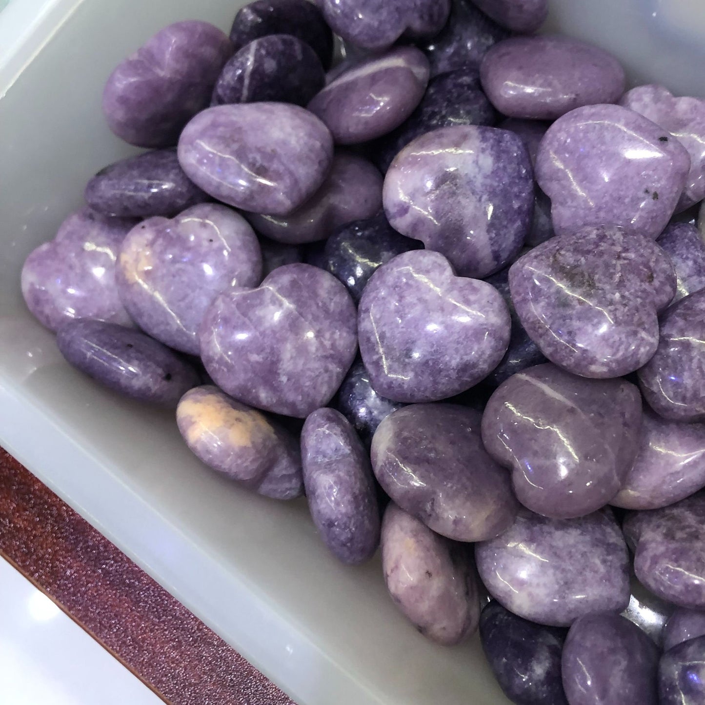 Natural Purple Mica Heart Crystal Stones for Home Decoration and Chakra Healing - Set of 10