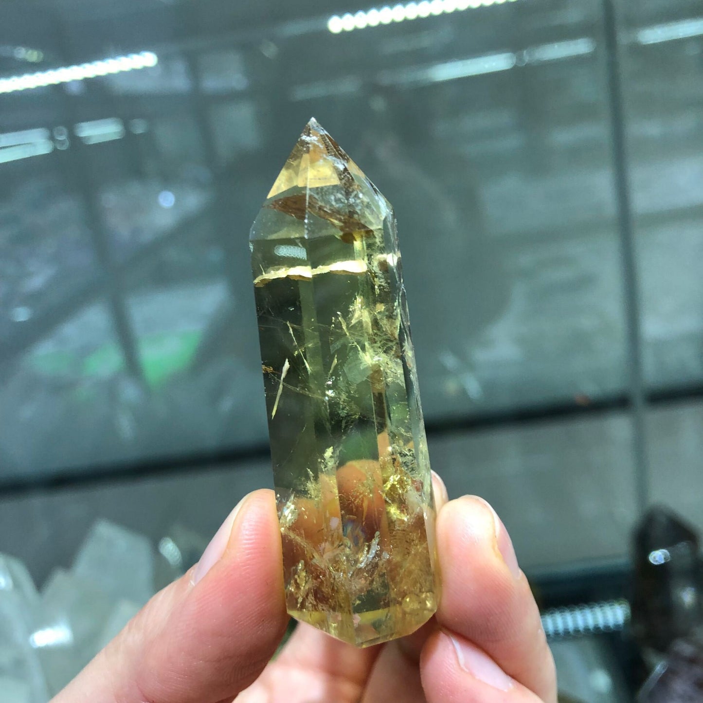 AA Natural Citrine Crystal Point Healing Wand Obelisk - Energy Stone Pyramid for Home Decor