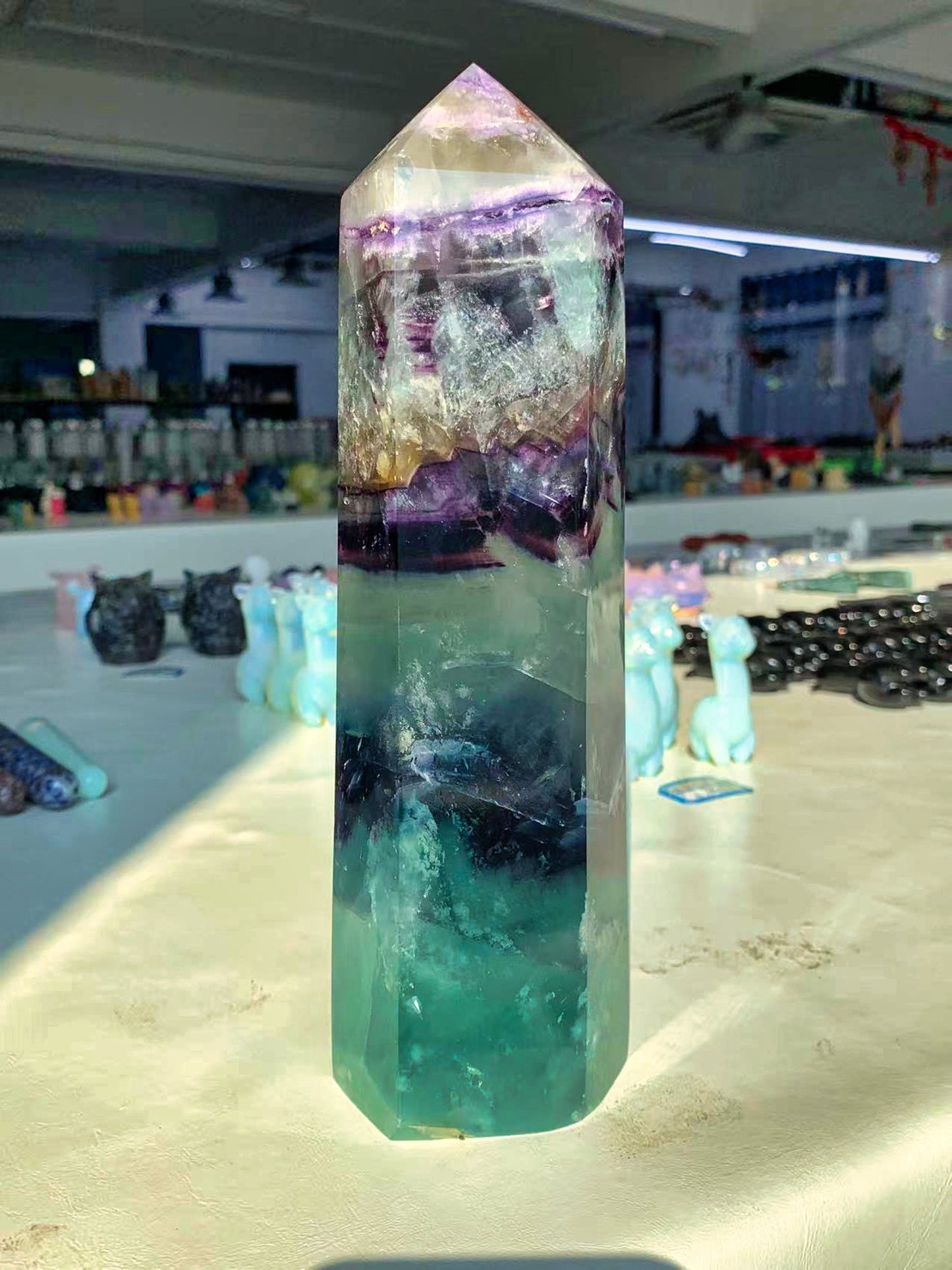 Rare Natural Colored Fluorite Crystal Point - Large Natural Crystal Wand
