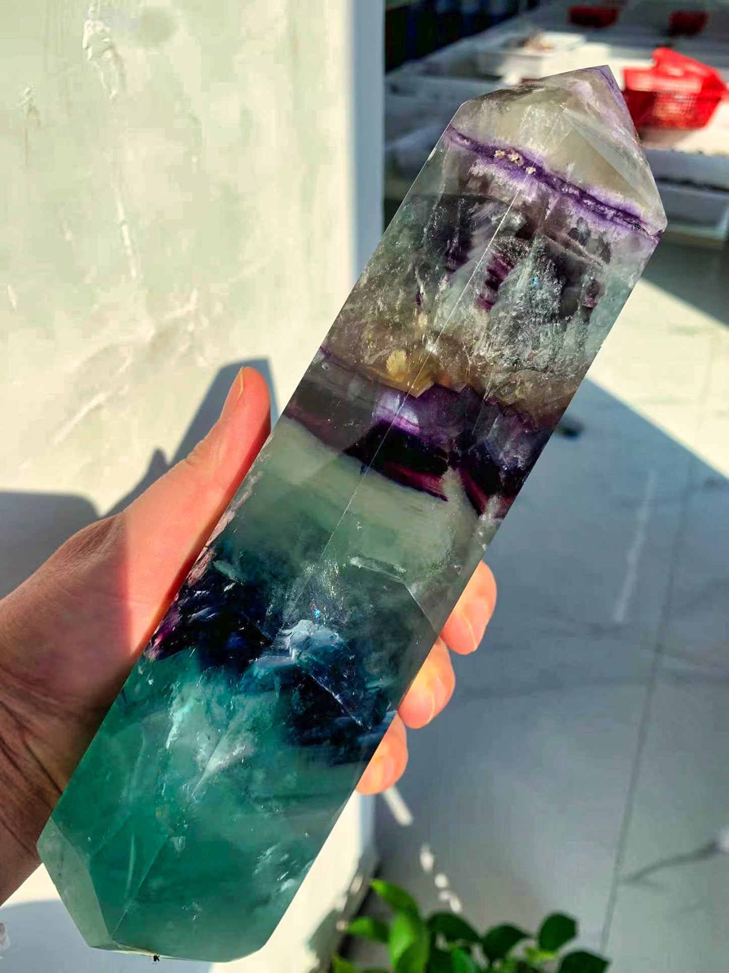 Rare Natural Colored Fluorite Crystal Point - Large Natural Crystal Wand