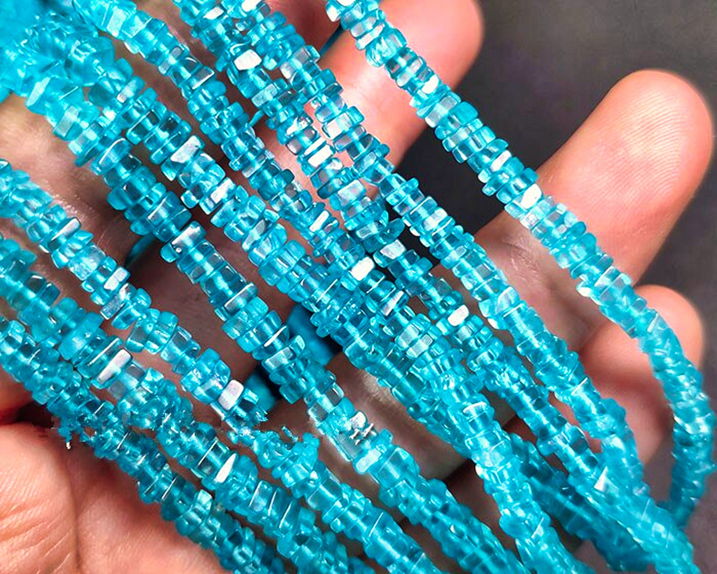 Apatite Blue Faceted Roundel Loose Beads 3.5-4MM 42cm for DIY Jewelry Making - Wholesale Nature Gemstone Beads | FPPJ