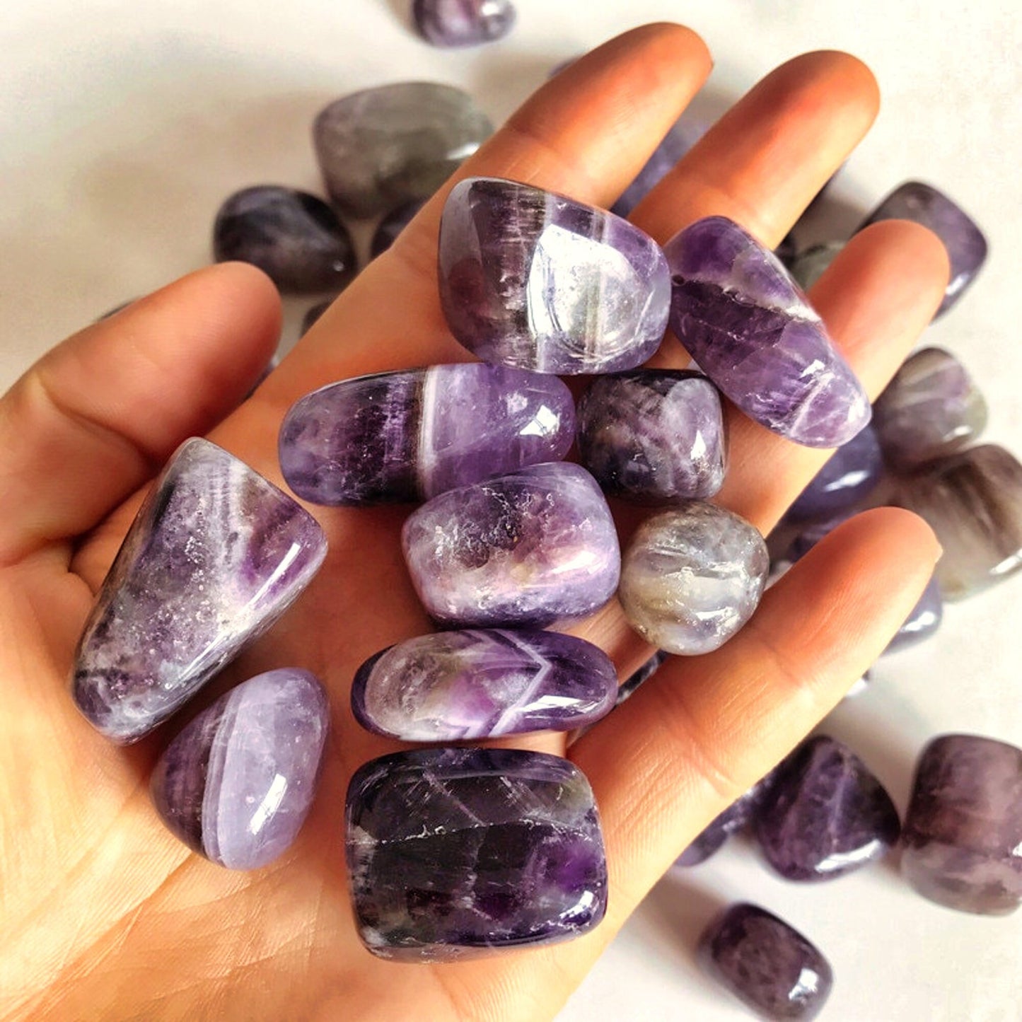Natural Dream Amethyst Crystal Stones - 100g Bulk Tumbled Gems for Healing & Decoration
