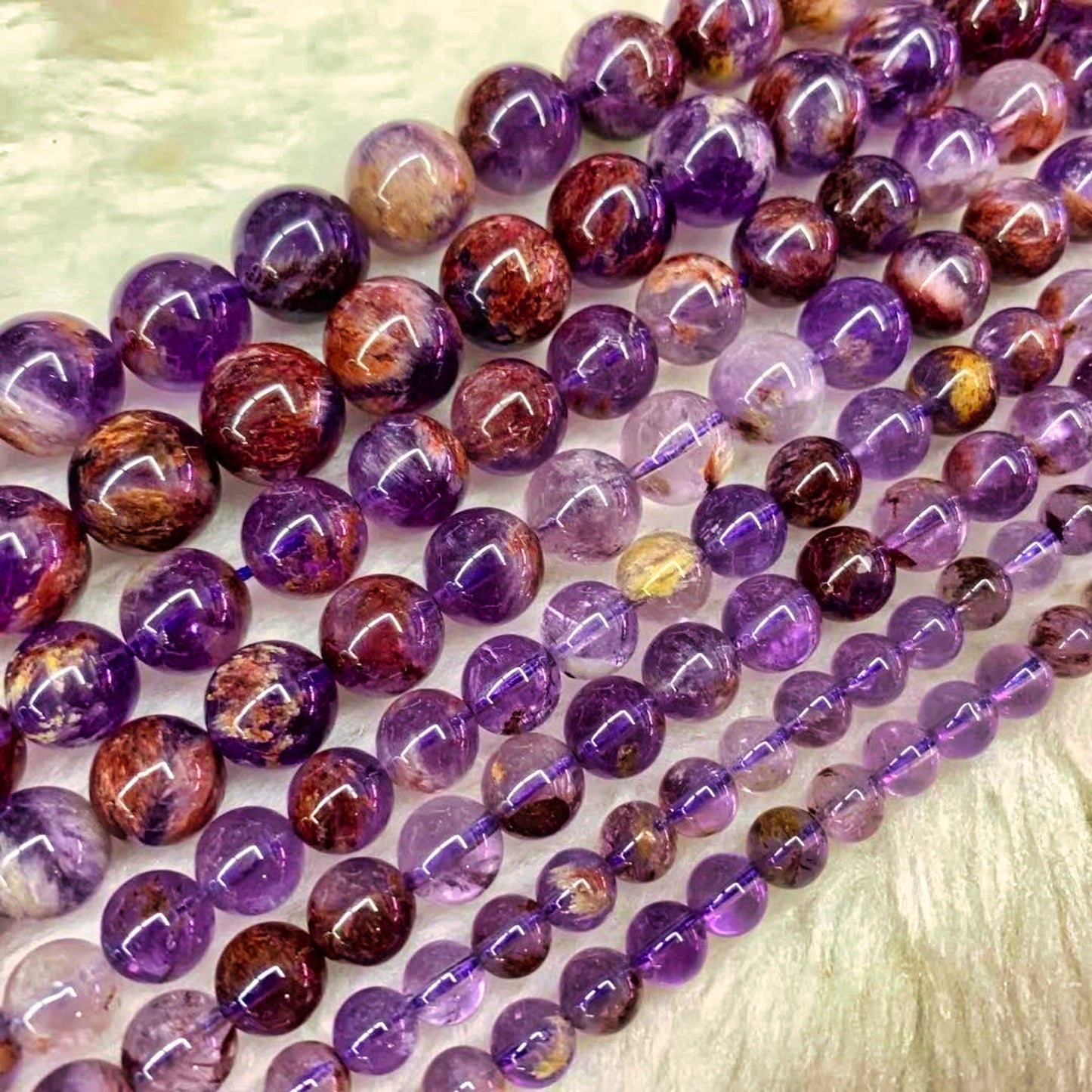Cacoxenite Auralite 23 Natural Stone Super Seven Ghost Purple Lodolite Quartz Beads for Jewelry Making DIY