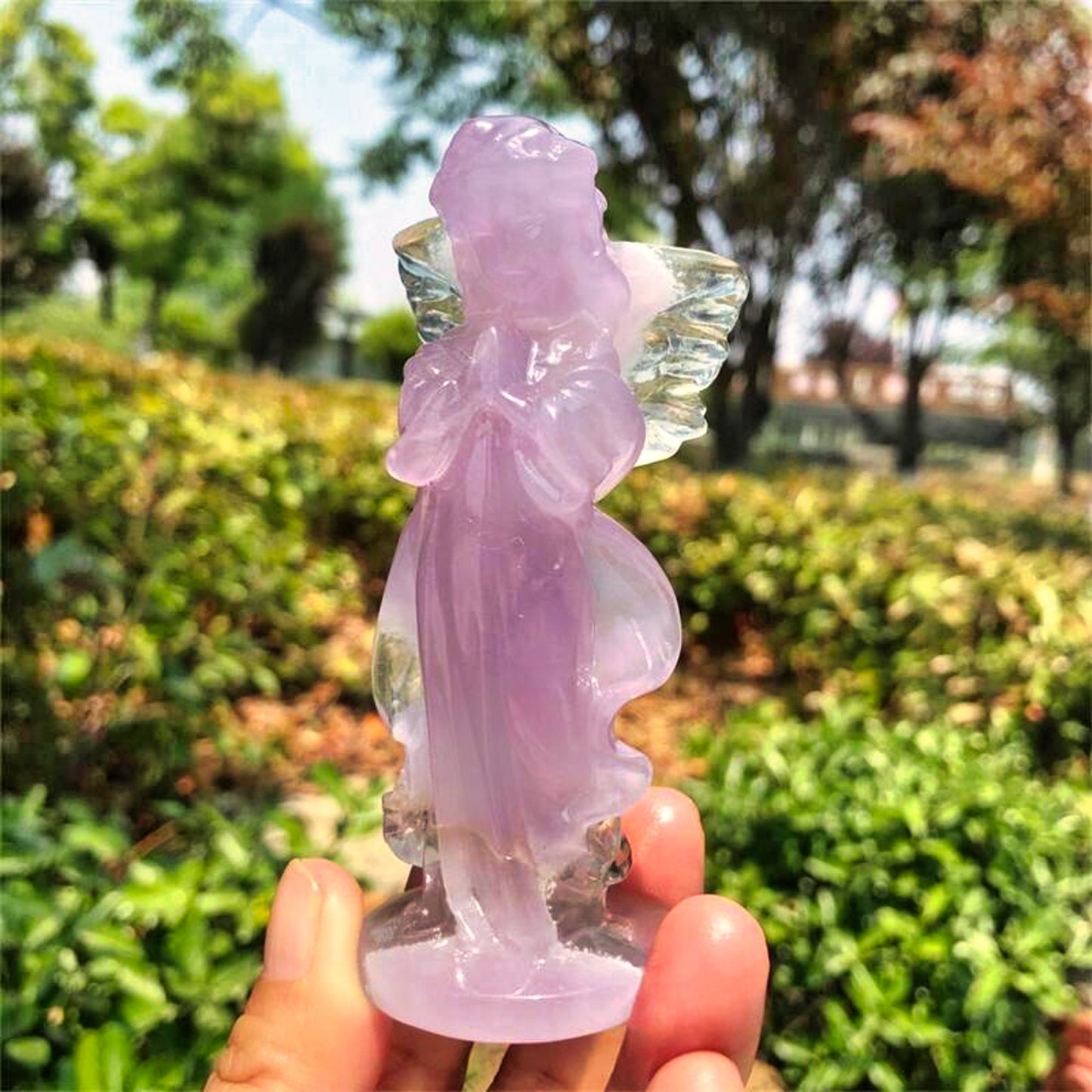 Natural Fluorite Angel Statue - Crystal Home Decoration for Reiki Healing
