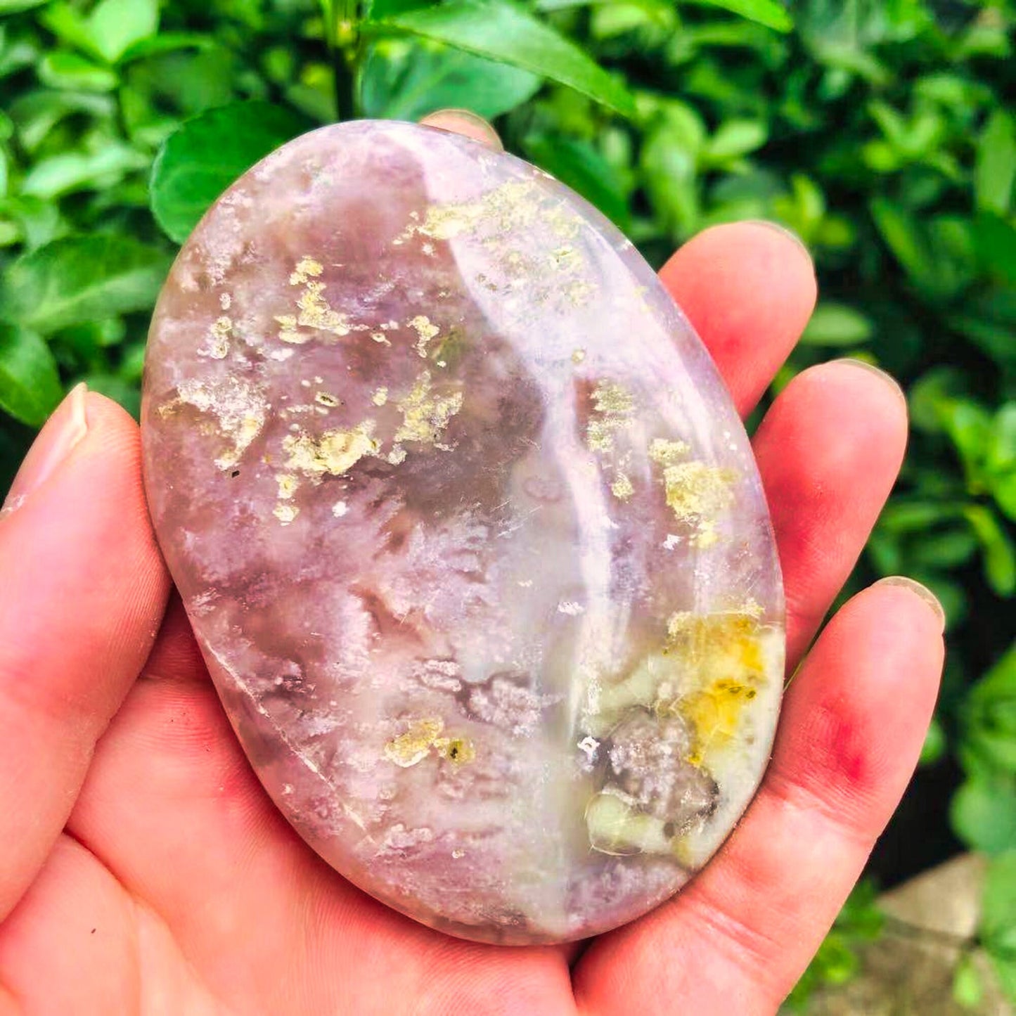 Natural Polished Crystal Cherry Blossom Flower Agate Palm Stone for Healing Gifts - 35g-260g (1pc)