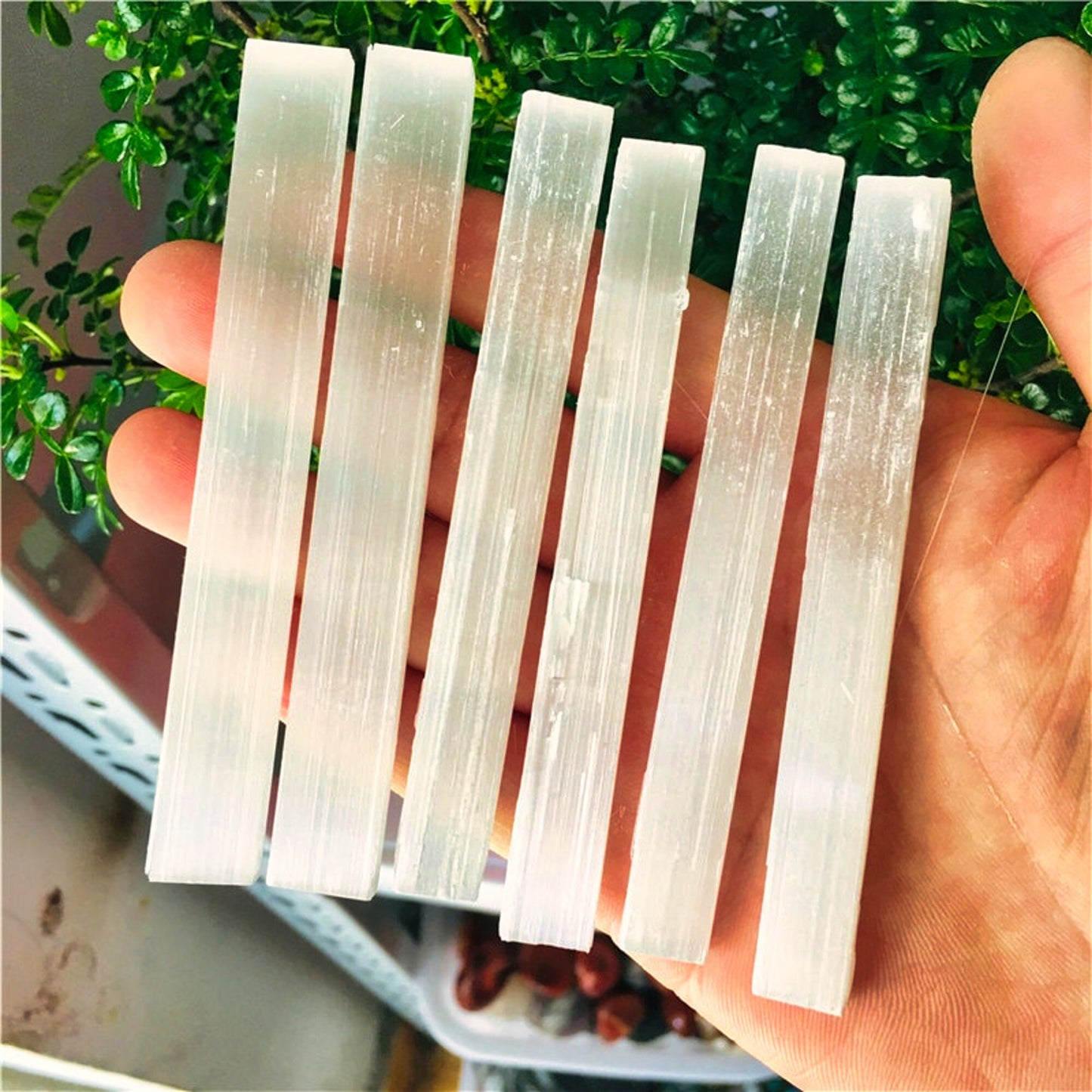 Natural Selenite Quartz Crystal Sticks - 9-10cm, Cleansing Crystal Chips and Stones for Air Purification - Minerals Specimen