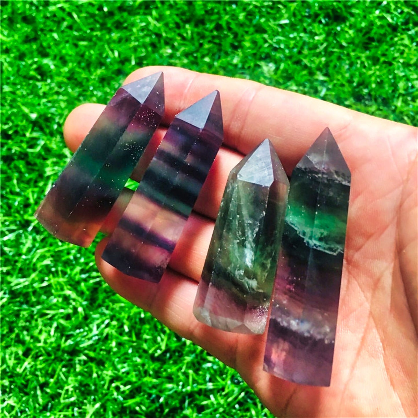 Set of 4 Natural Quartz Obelisk Crystal Wand Points for Healing - 4-5cm