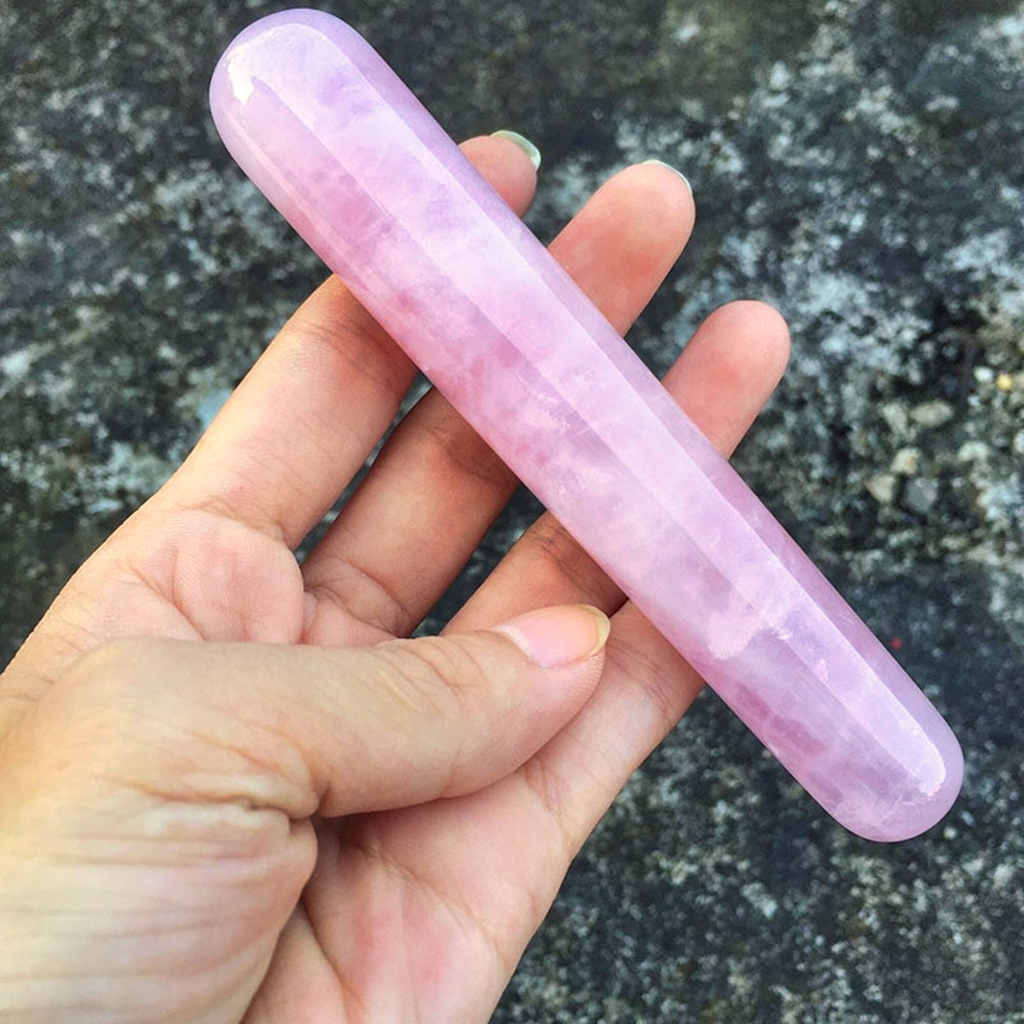 Natural Rose Quartz Crystal Massage Wand for Relaxation, Reiki Healing, and Chakra Face & Body Massage - Acupoint Point Stick