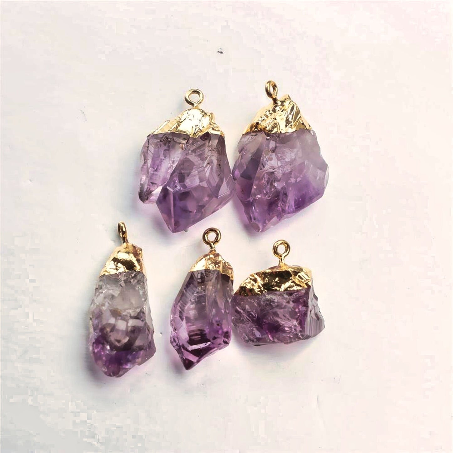 Natural Amethyst Gemstone Pendant with Long Chain - Healing Crystal Point Necklace and Home Decor in Purple