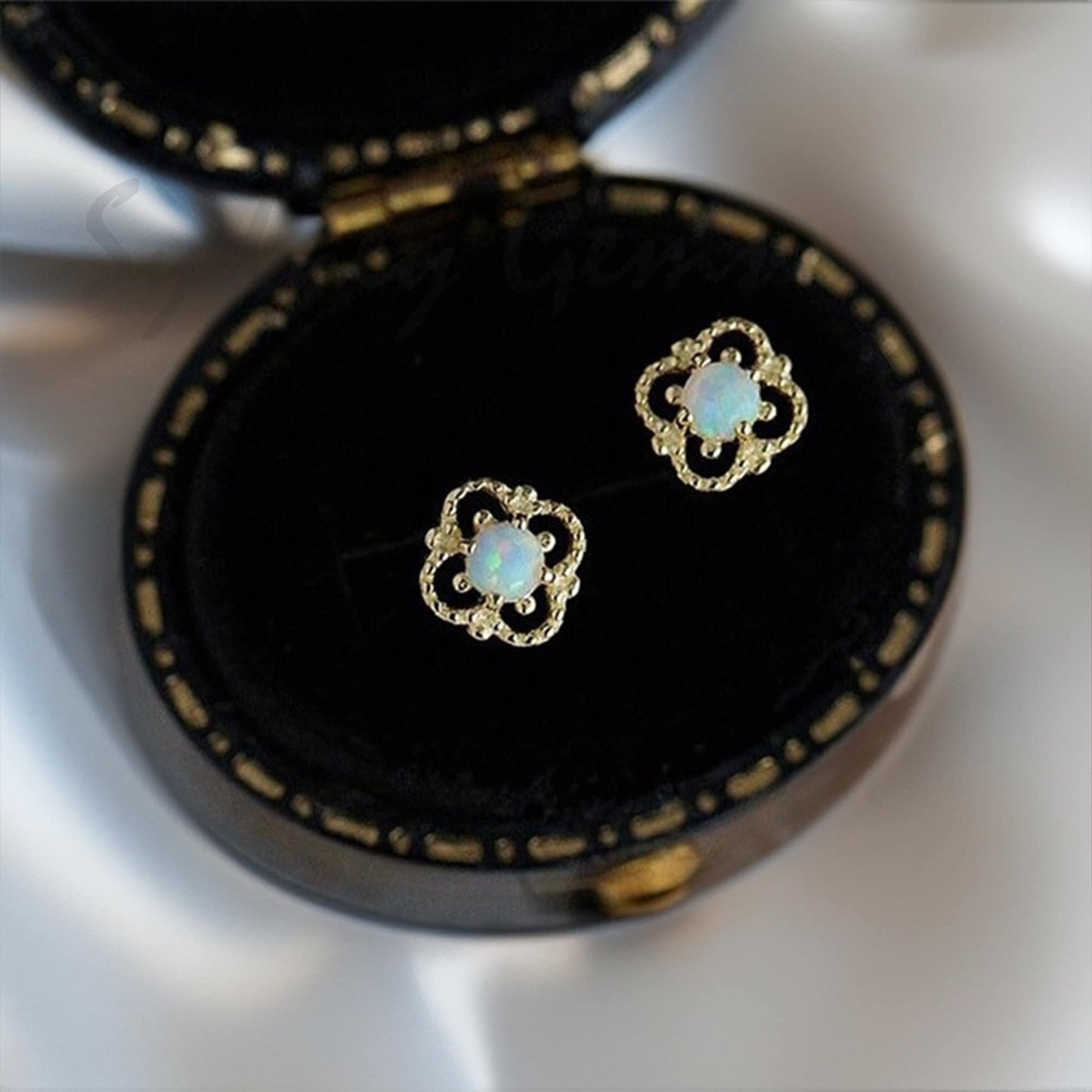 Gold/Silver Opal & Moonstone Stud Earrings, S925 Vintage Dainty Earrings, Tiny Gemstone Studs for Women, Shiny Vintage, Elegant Jewelry Gift